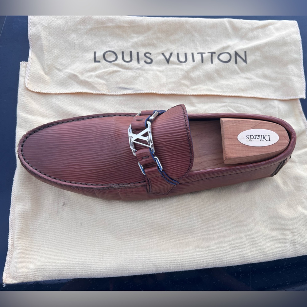 Louis Vuitton Tan Loafers with Gold Detail